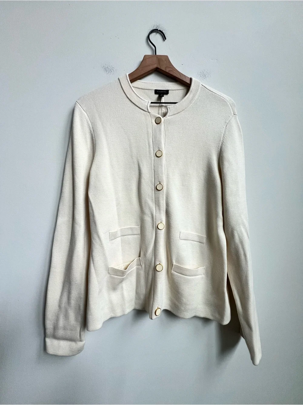New Talbots Knit Stretch Banded Collar  Sweater Jacket Pocket Minimalist Luxury